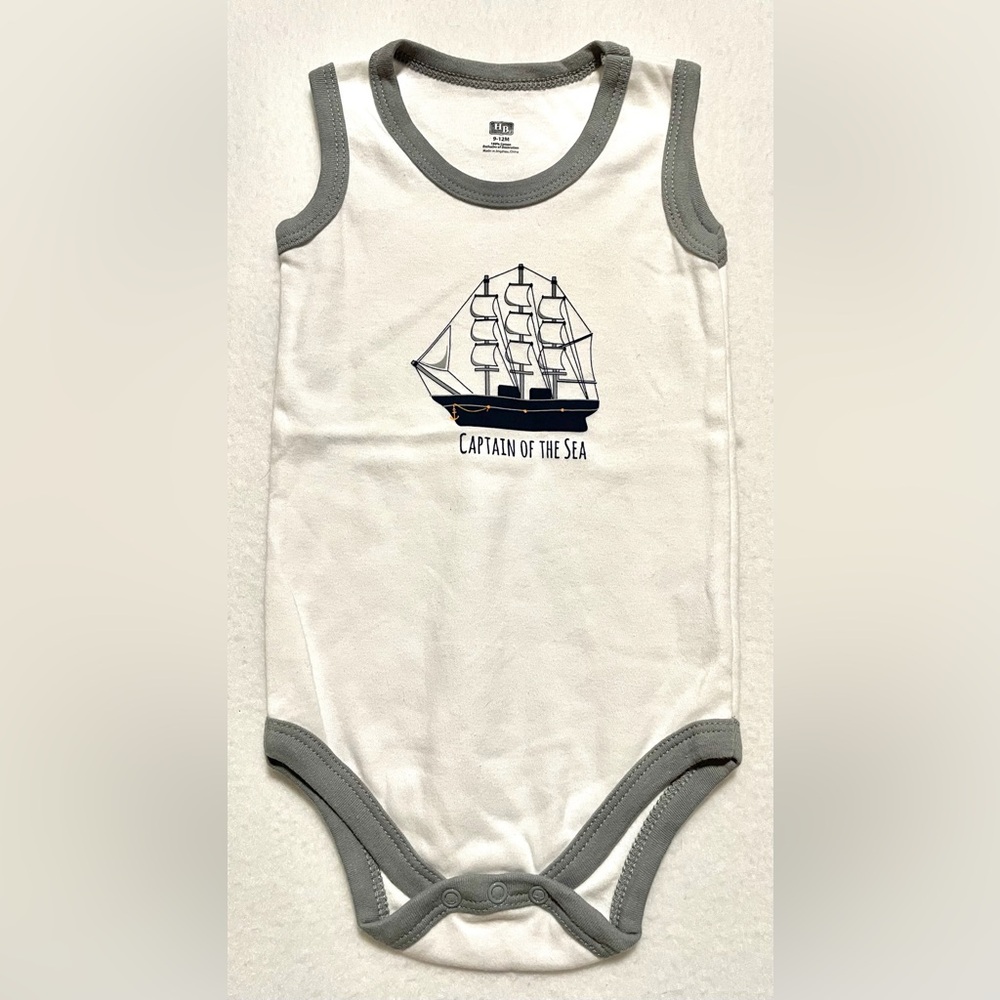 HB Infant 9-12 Months One Piece Captain Of The Sea Sleeveless White and Gray